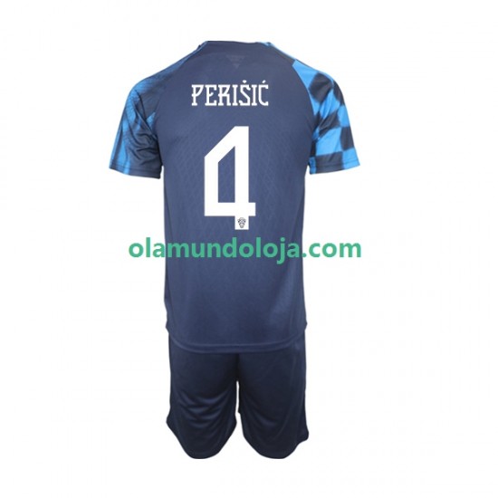 Camisola Croácia Perisic 4 Criança Equipamento Segundo Copa do Mundo 2022 Manga Curta